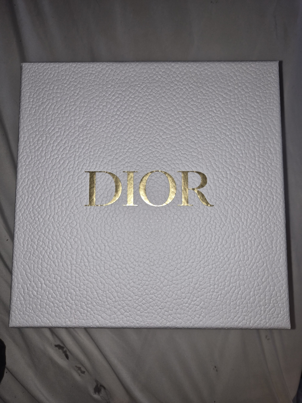 DIOR White Pebbled Gift Box 9 x 9 x 4 W Ribbon + Tissue